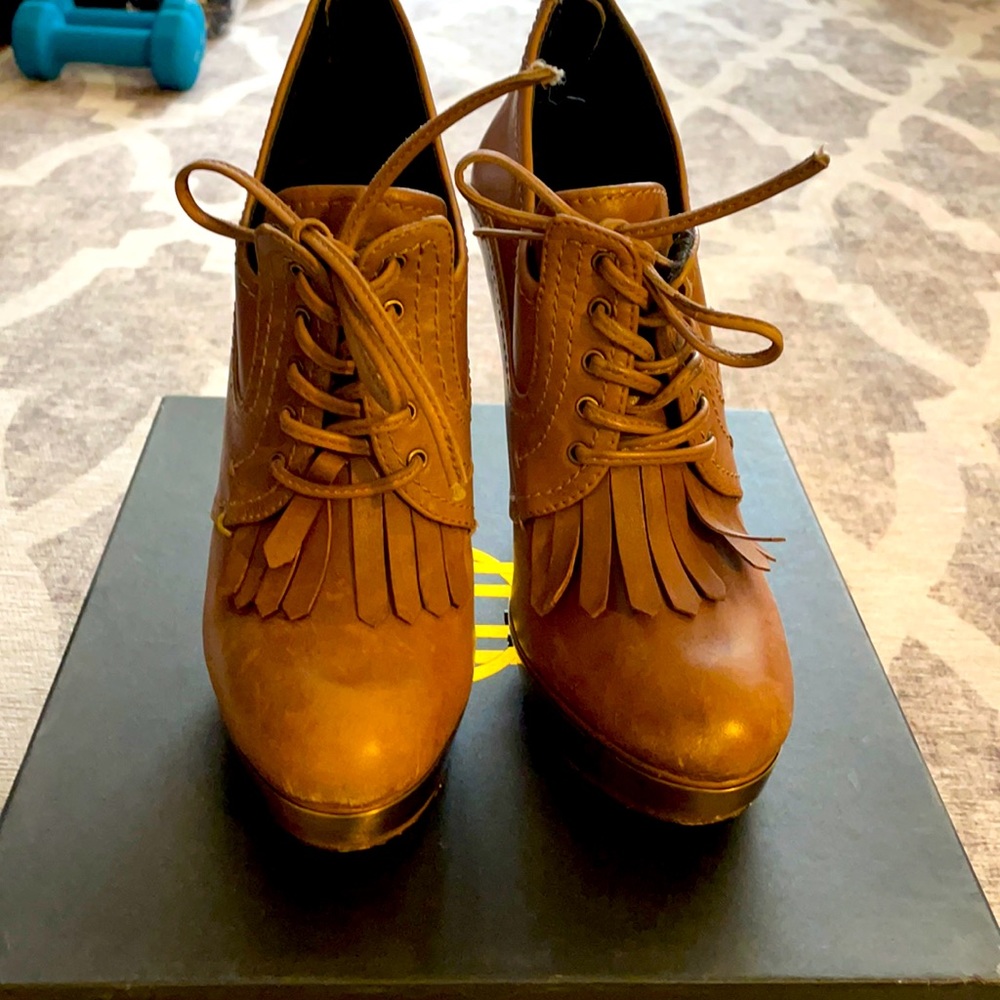 Super High leather loafer style booties
